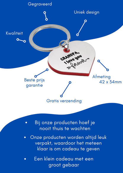 opa ik hou van je voor altijd sleutelhanger hartvorm