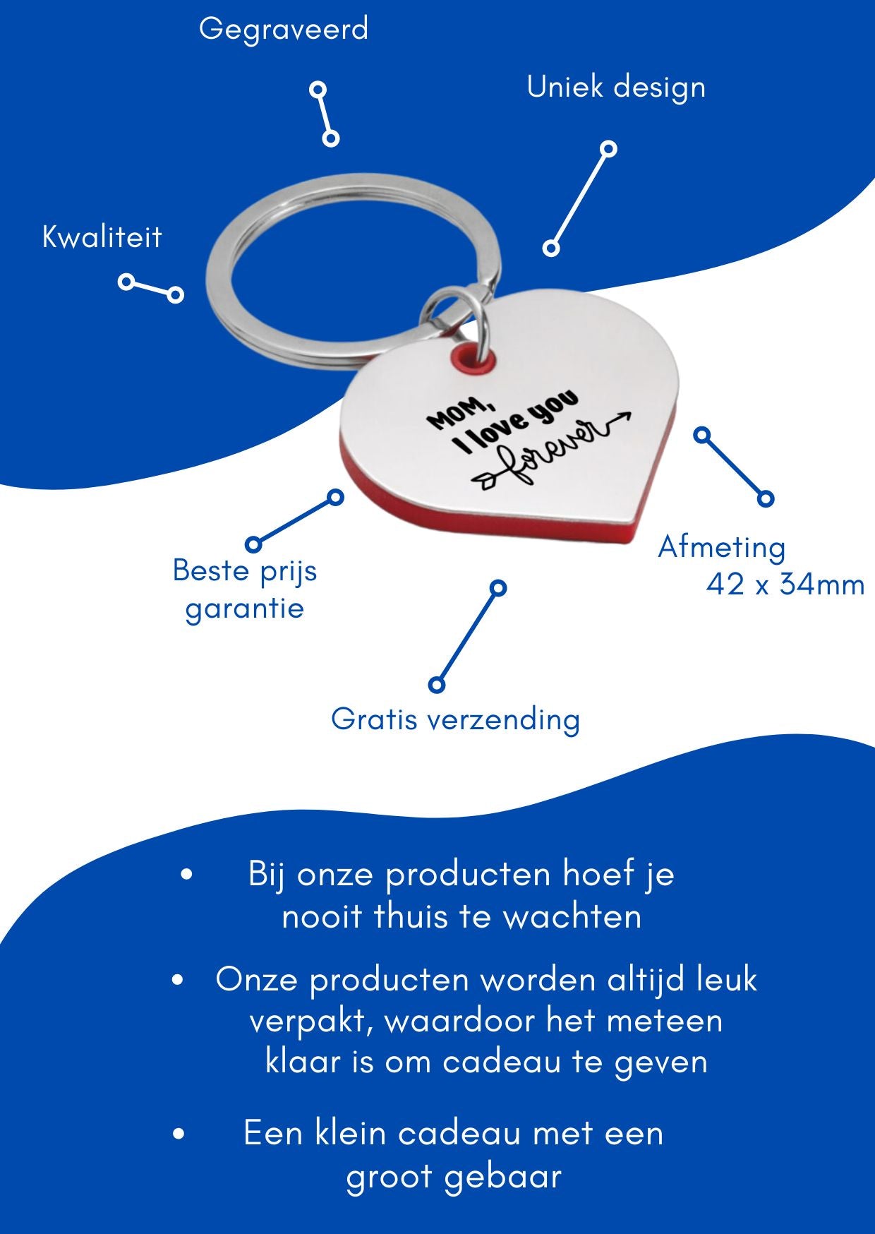 mama ik hou van je voor altijd sleutelhanger hartvorm