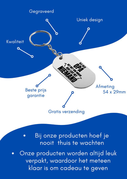 als deze opa het niet kan maken dan lukt het niemand sleutelhanger