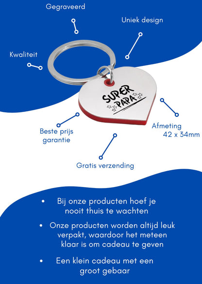 super papa sleutelhanger hartvorm