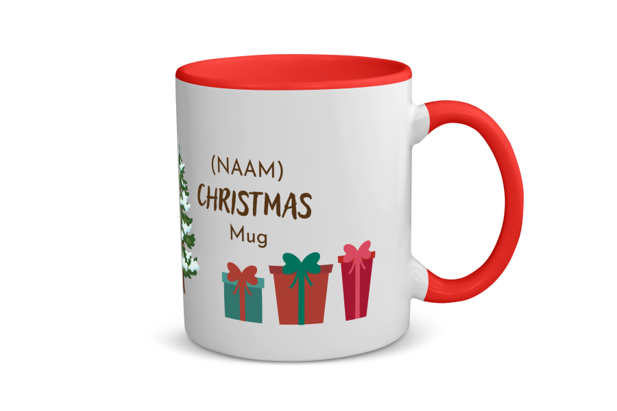 kerst mok kerstboom met cadeautjes met eigen naam Koffiemok - Theemok