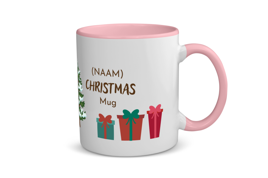 kerst mok kerstboom met cadeautjes met eigen naam Koffiemok - Theemok