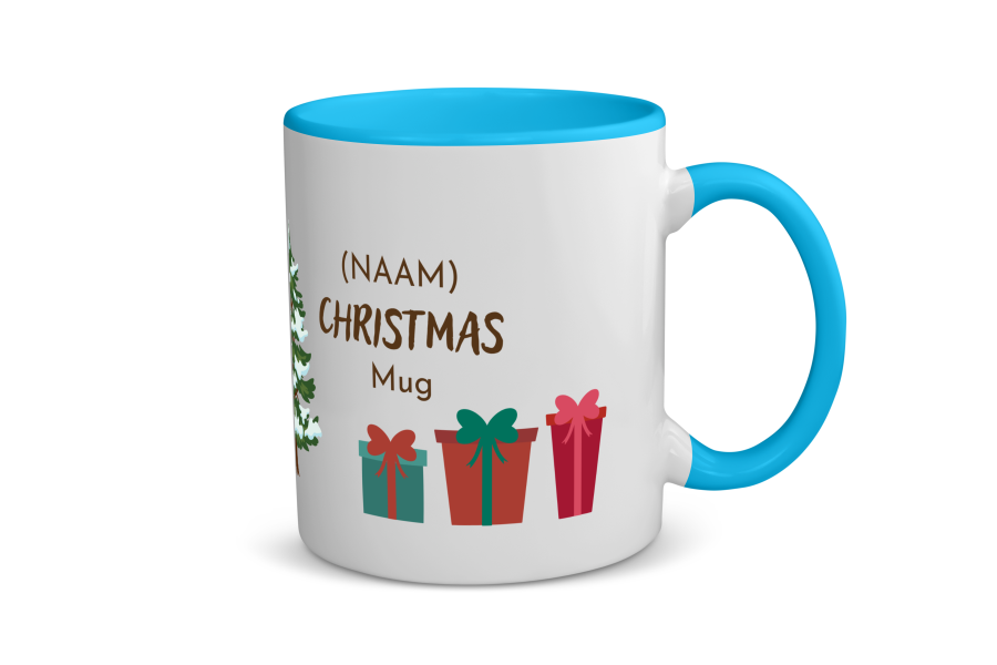 kerst mok kerstboom met cadeautjes met eigen naam Koffiemok - Theemok