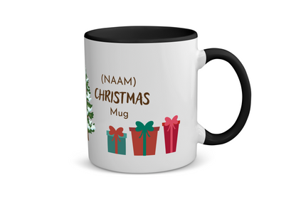 kerst mok kerstboom met cadeautjes met eigen naam Koffiemok - Theemok