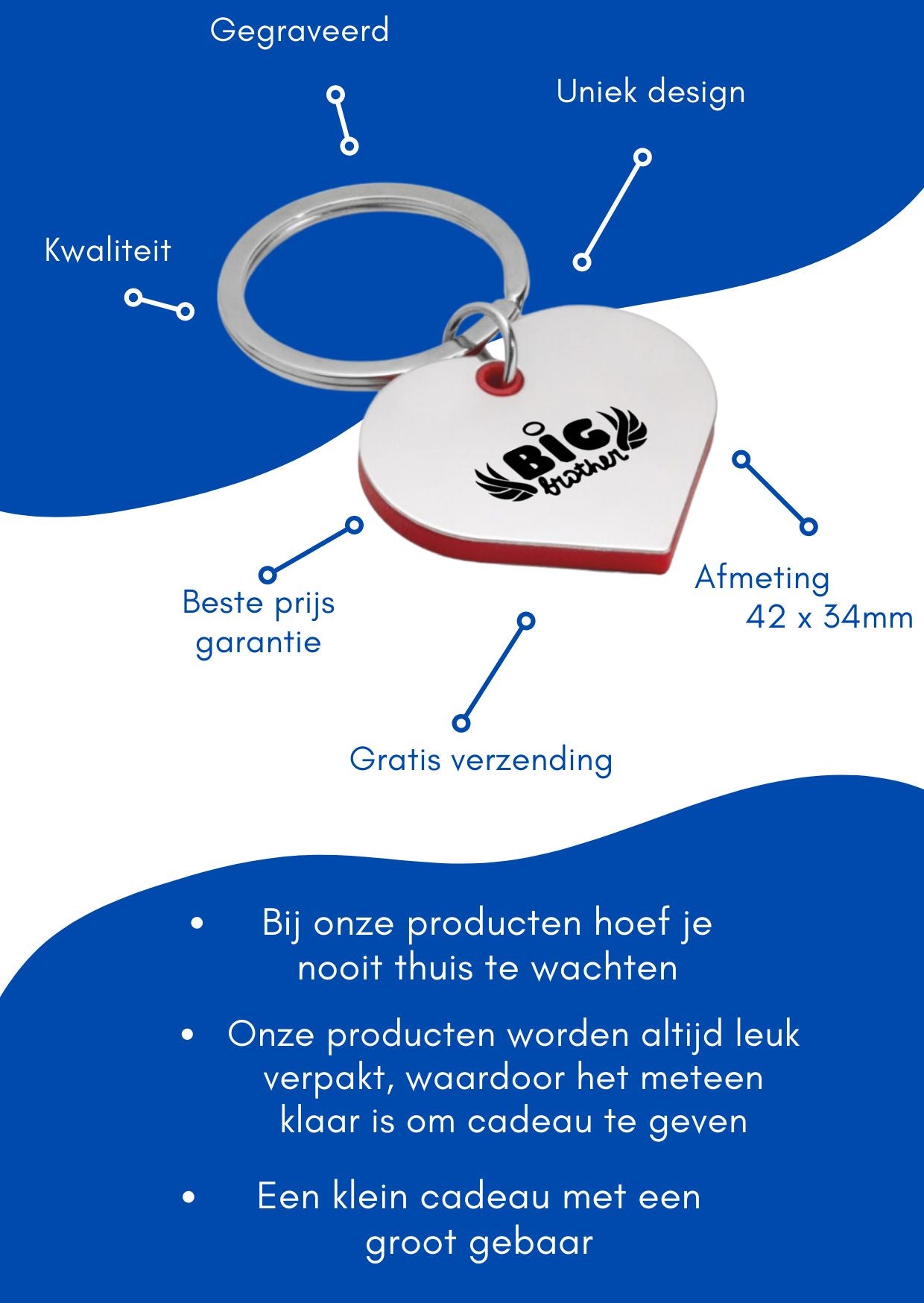 grote broer sleutelhanger hartvorm