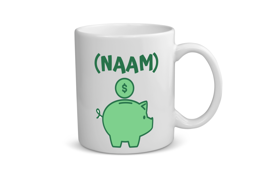 groene piggy bank met eigen naam Koffiemok - Theemok