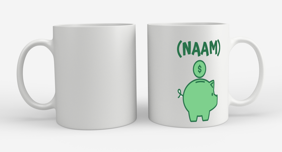 groene piggy bank met eigen naam Koffiemok - Theemok