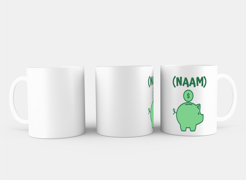 groene piggy bank met eigen naam Koffiemok - Theemok