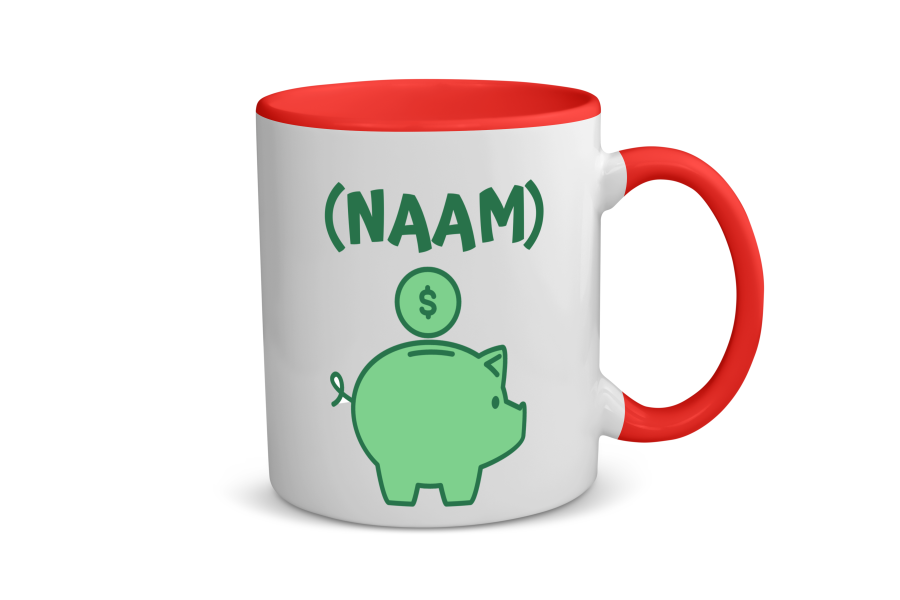 groene piggy bank met eigen naam Koffiemok - Theemok