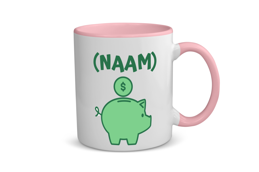 groene piggy bank met eigen naam Koffiemok - Theemok