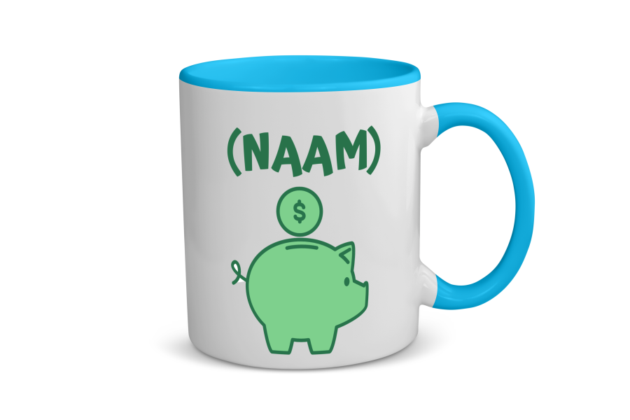 groene piggy bank met eigen naam Koffiemok - Theemok