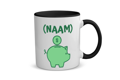 groene piggy bank met eigen naam Koffiemok - Theemok