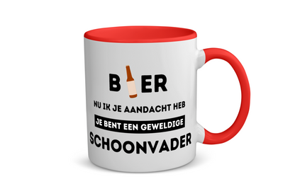 bier, nu ik je aandacht heb je bent een geweldige schoonvader Koffiemok - Theemok