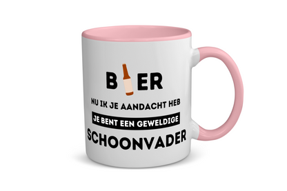 bier, nu ik je aandacht heb je bent een geweldige schoonvader Koffiemok - Theemok