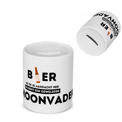 bier, nu ik je aandacht heb je bent een geweldige schoonvader Spaarpot