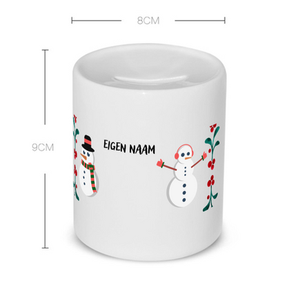 kerst mok sneeuwpoppen met eigen naam Spaarpot