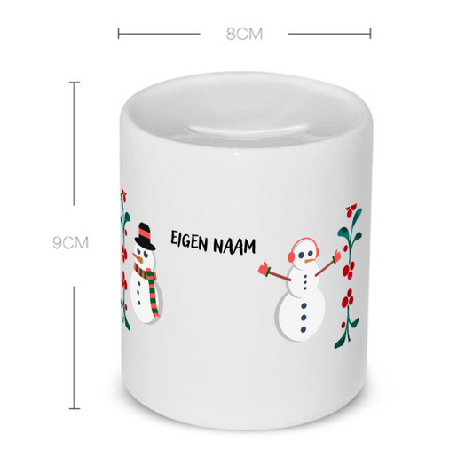 kerst mok sneeuwpoppen met eigen naam Spaarpot