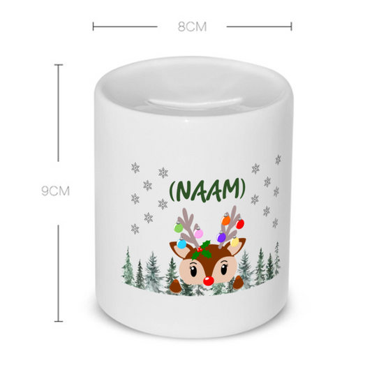 kerst mok rendier met eigen naam Spaarpot