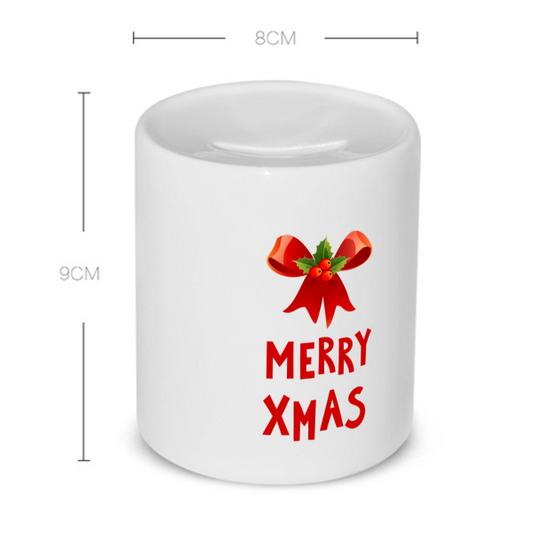 kerst mok merry xmas strik en hulst Spaarpot