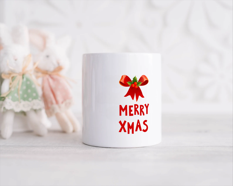 kerst mok merry xmas strik en hulst Spaarpot
