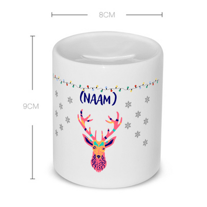 kerst mok rendier met eigen naam Spaarpot