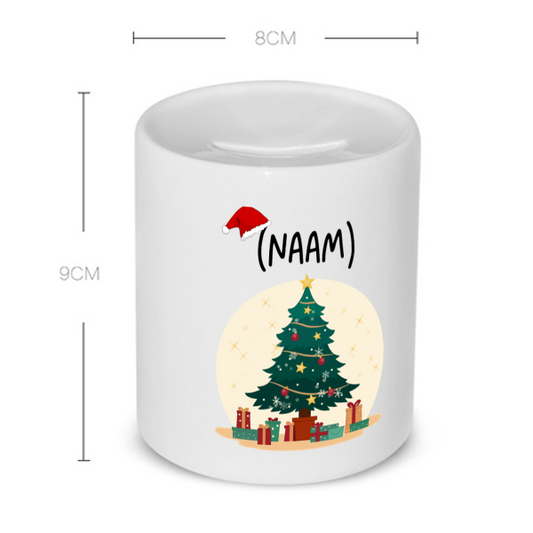 kerst mok kerstboom met eigen naam Spaarpot