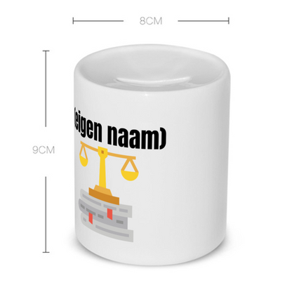 advocaat weegschaal (met eigen naam) Spaarpot