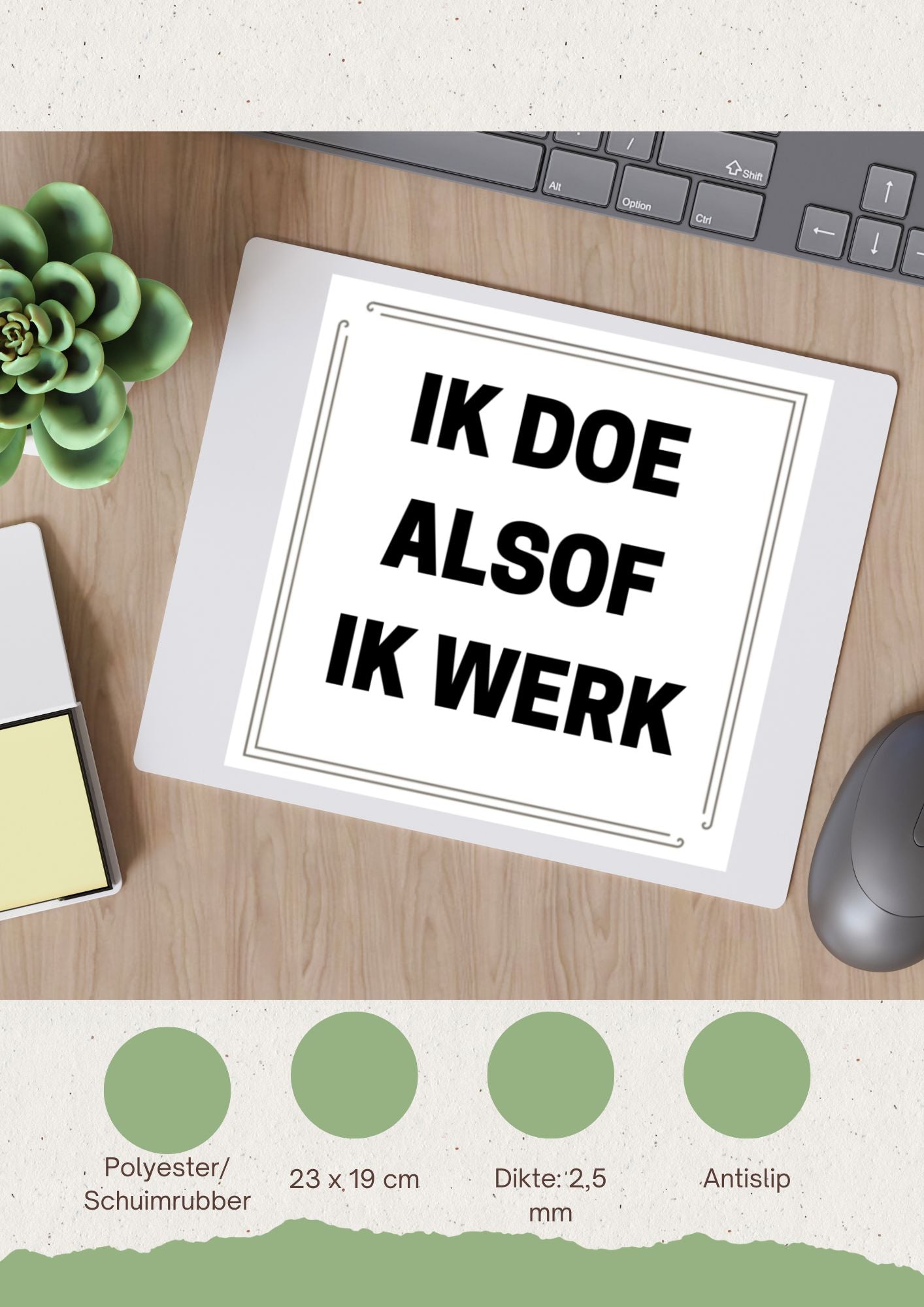 ik doe alsof ik werk Muismat