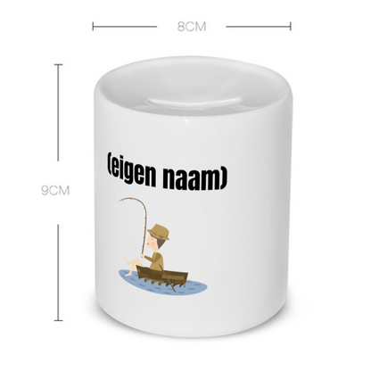 visser in een bootje met eigen naam Spaarpot