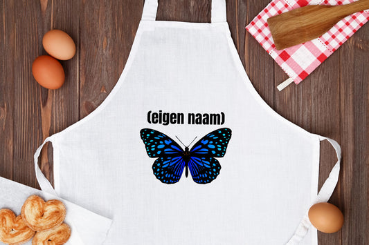 blauwe vlinder met eigen naam Keukenschort