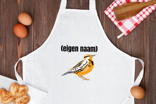 oranje mus met eigen naam Keukenschort