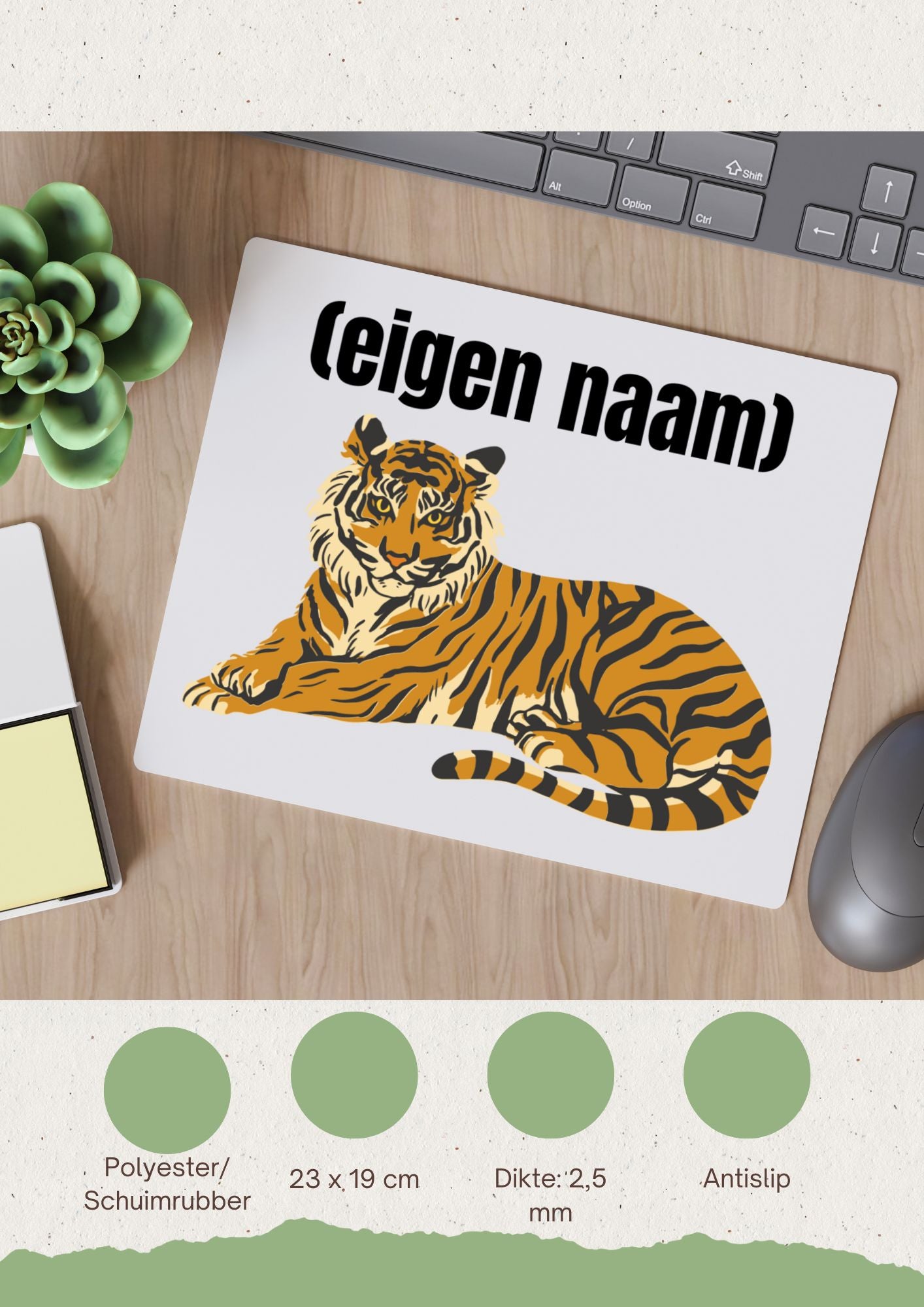 tijger met eigen naam Muismat