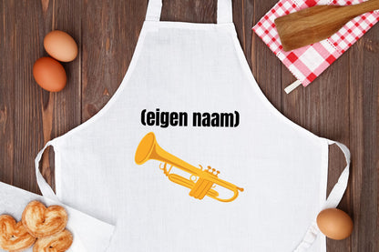 trompet met eigen naam Keukenschort