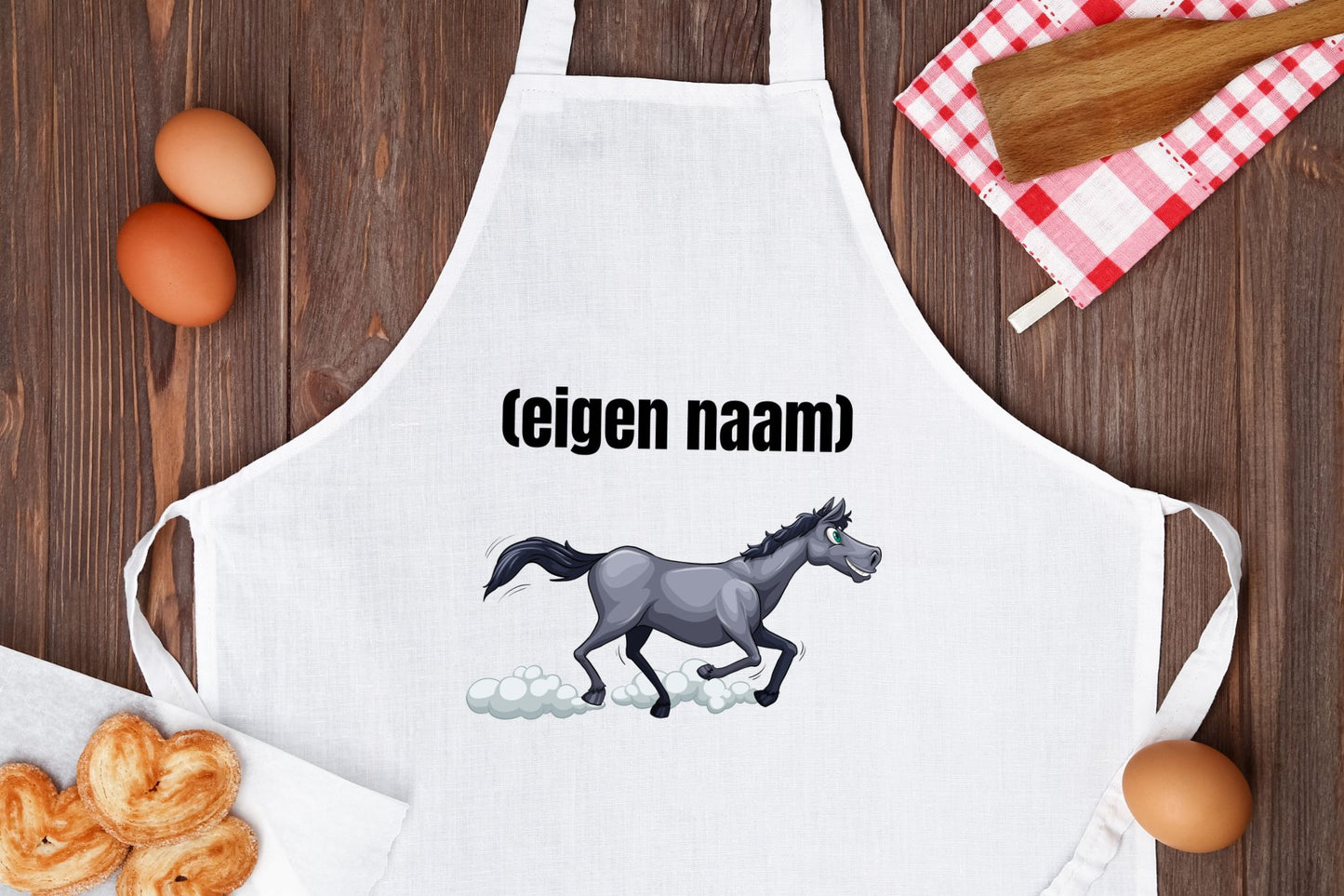 rennend paard met eigen naam Keukenschort