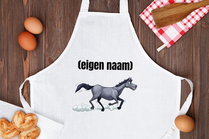 rennend paard met eigen naam Keukenschort