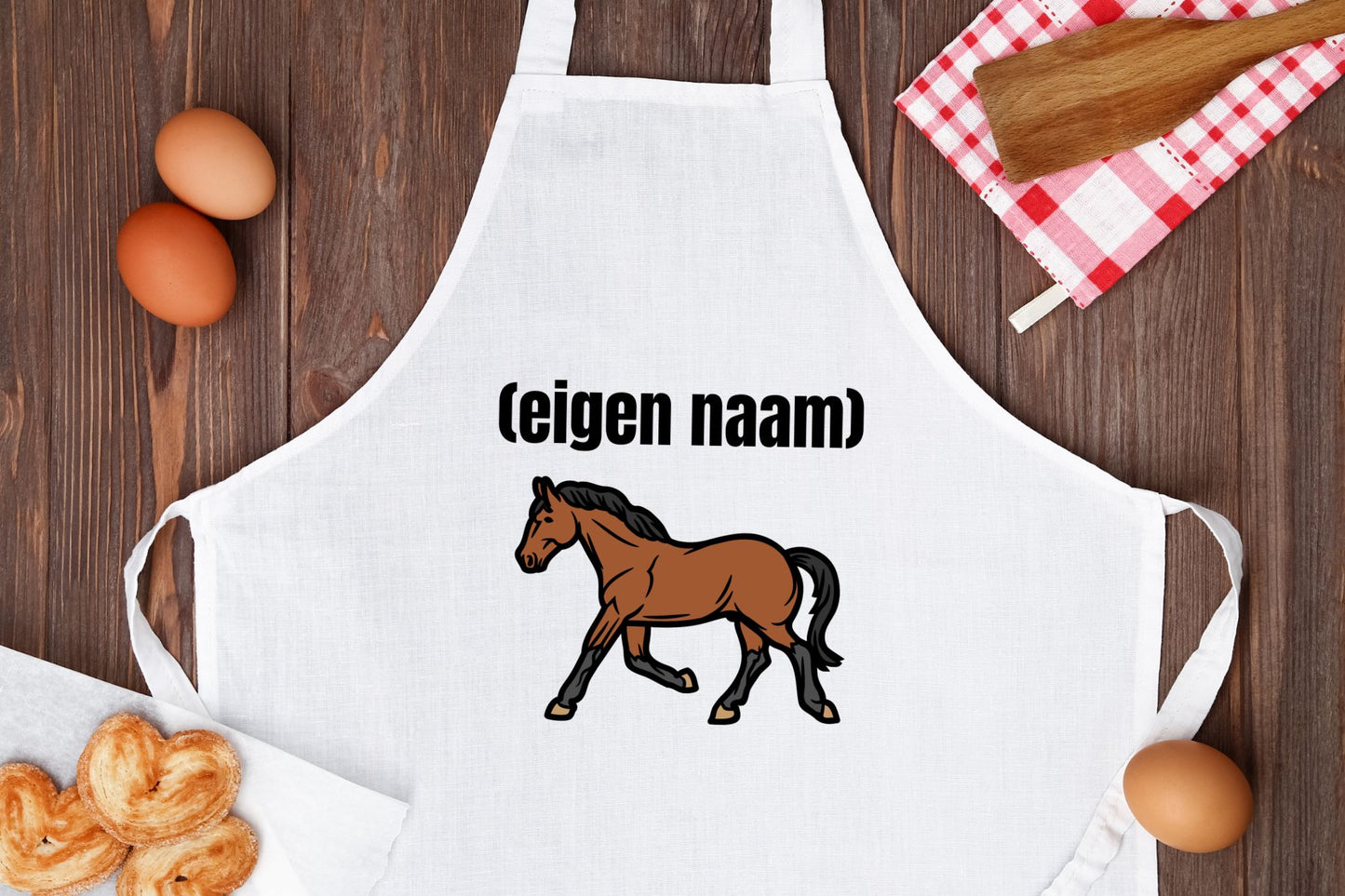 rennend paard met eigen naam Keukenschort