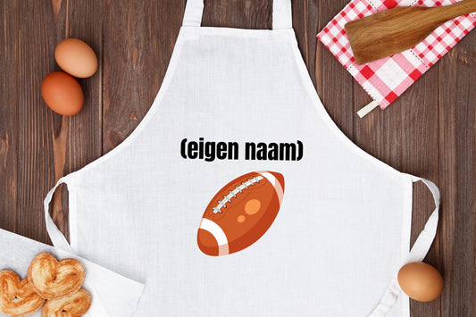 rugbybal met eigen naam Keukenschort