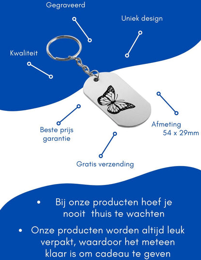 Vlinder sleutelhanger met naam