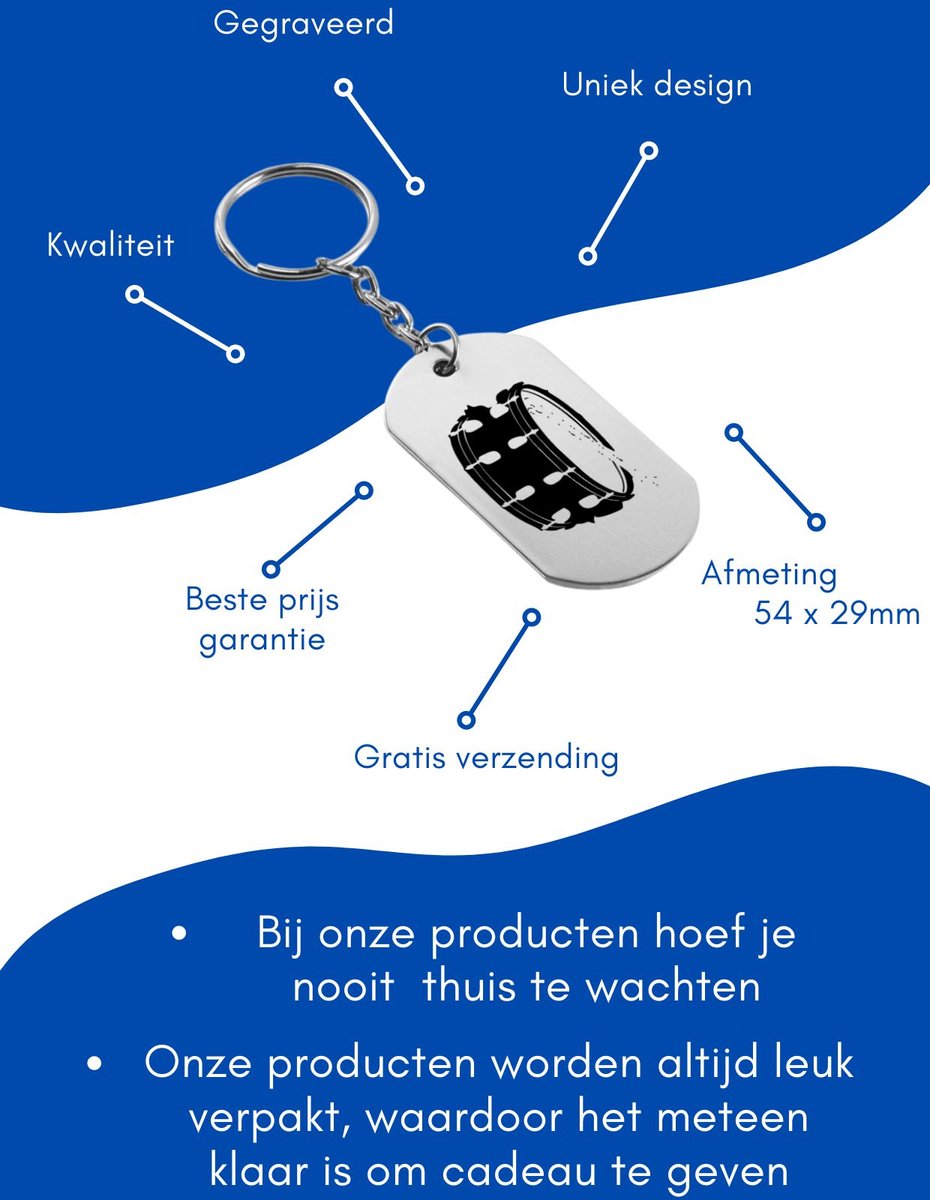 Drum sleutelhanger met naam