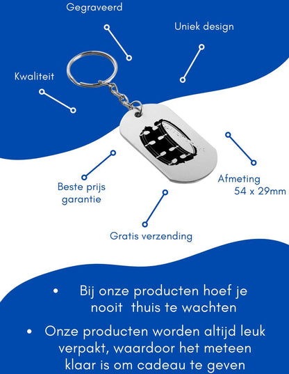 Drum sleutelhanger met naam