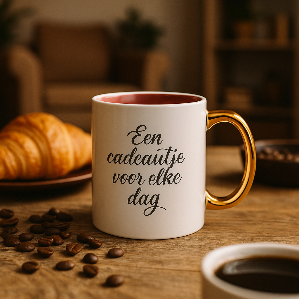 Gepersonaliseerde Mok 330 ml – Keramiek met Gouden Oor | Luxe Cadeau