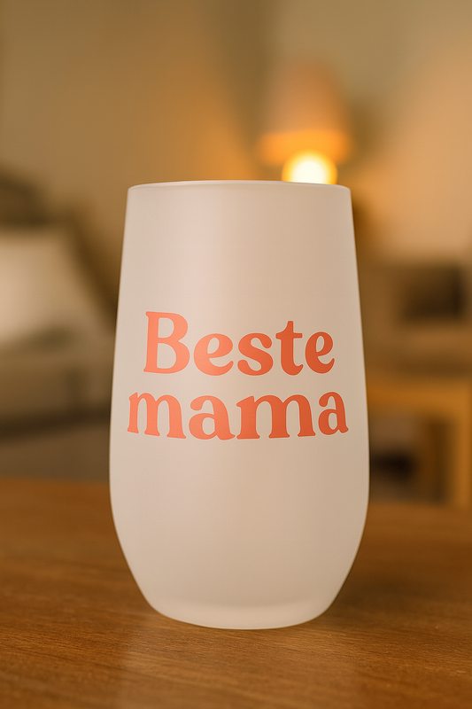 Gepersonaliseerd Wijnglas 400 ml – Frosted Glas | Stijlvol & Uniek Cadeau Mama