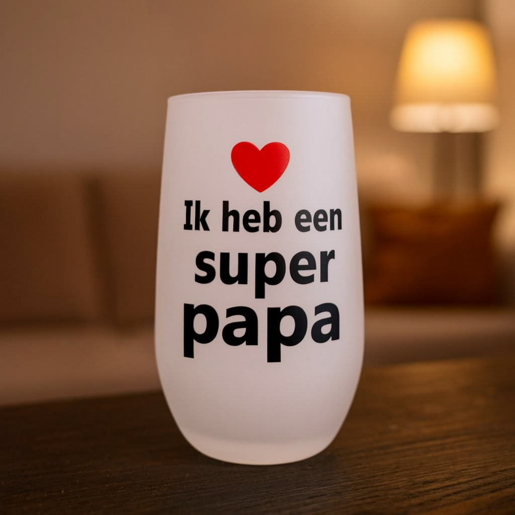 Gepersonaliseerd Wijnglas 400 ml – Frosted Glas | Stijlvol & Uniek Cadeau Papa