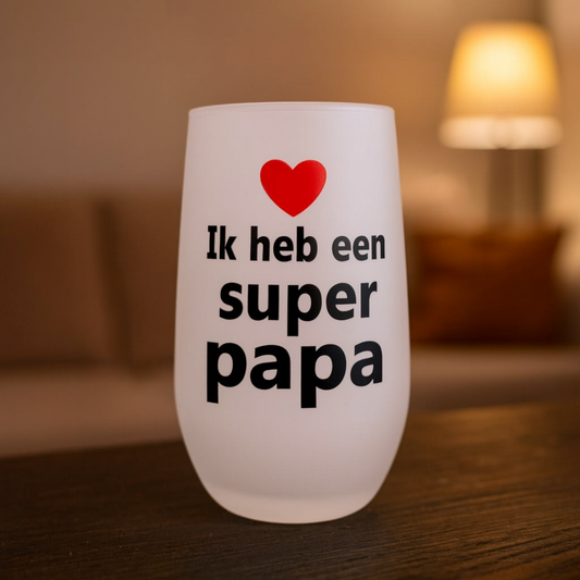 Gepersonaliseerd Wijnglas 400 ml – Frosted Glas | Stijlvol & Uniek Cadeau Papa