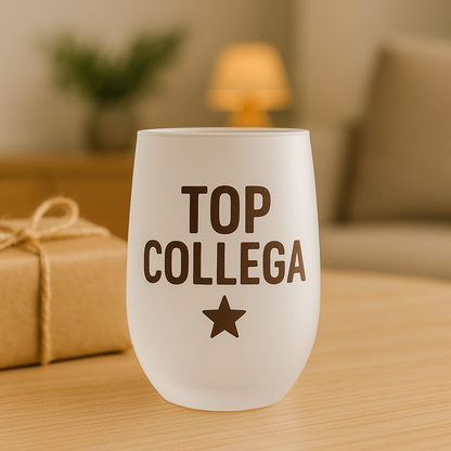 Gepersonaliseerd Wijnglas 400 ml – Frosted Glas | Stijlvol & Uniek Cadeau Collega