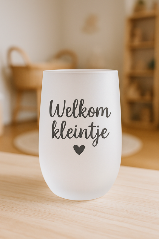 Gepersonaliseerd Wijnglas 400 ml – Frosted Glas | Stijlvol & Uniek Cadeau geboorte