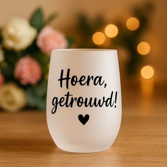 Gepersonaliseerd Wijnglas 400 ml – Frosted Glas | Stijlvol & Uniek Cadeau huwelijk