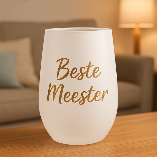 Gepersonaliseerd Wijnglas 400 ml – Frosted Glas | Stijlvol & Uniek Cadeau Meester