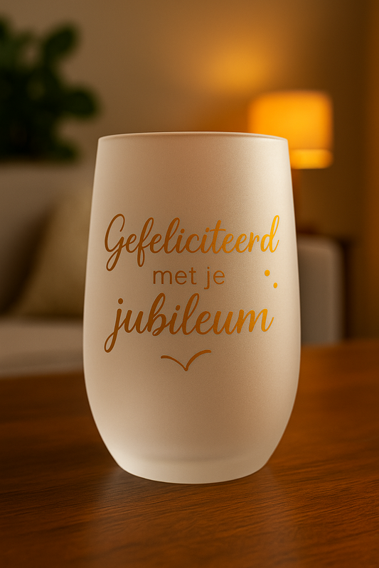 Gepersonaliseerd Wijnglas 400 ml – Frosted Glas | Stijlvol & Uniek Cadeau Jubileum