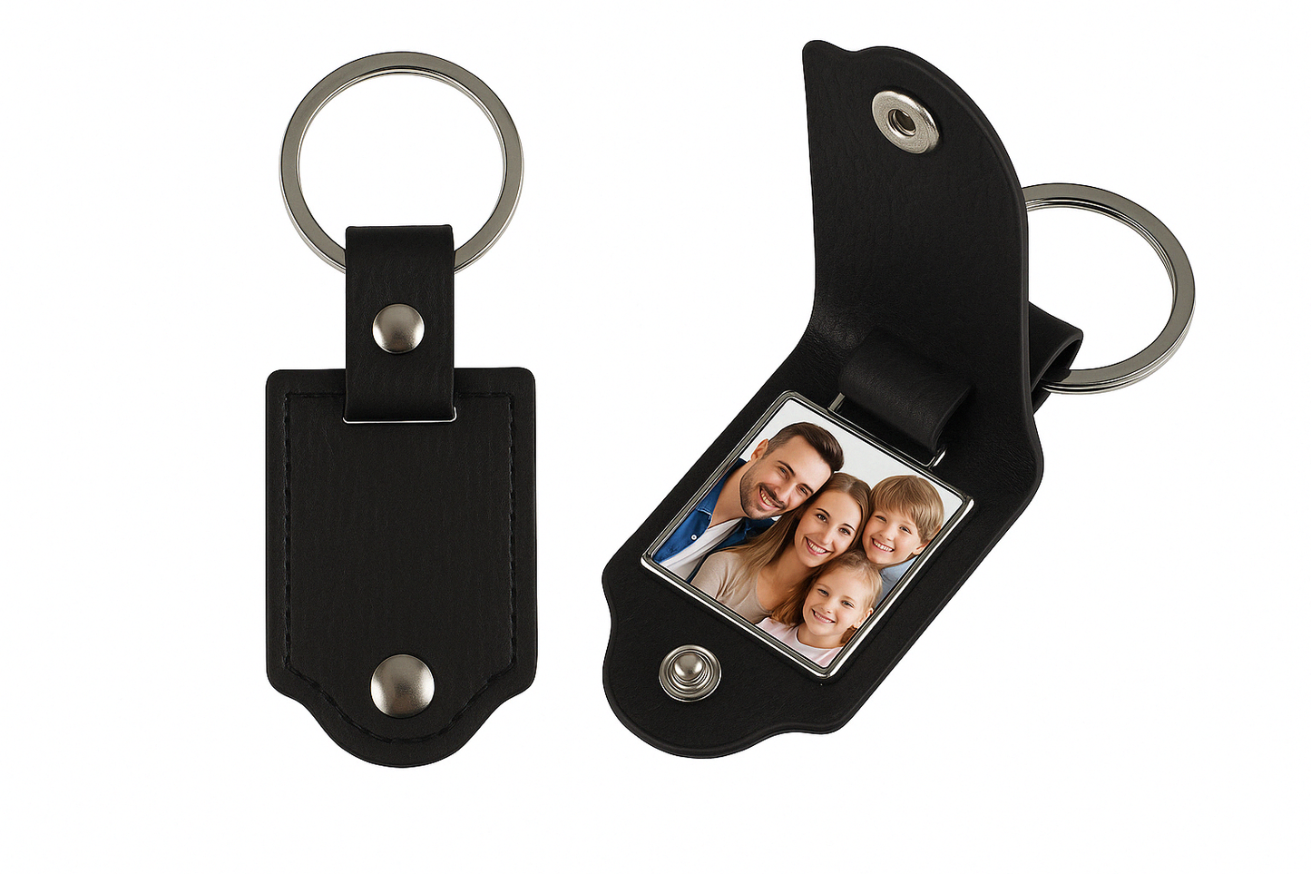 Gepersonaliseerde Sleutelhanger in Leren Etui – Jouw Foto, Jouw Stijl